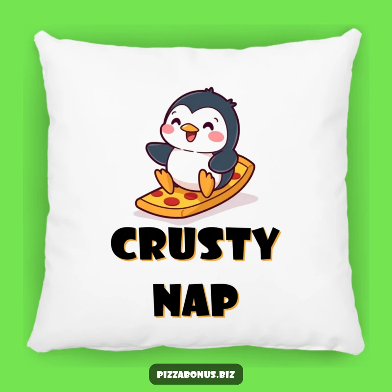 Funny Penguin Pizza Crust Pillow: Cozy Comfort and Laughs