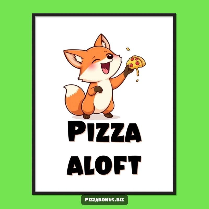 Funny Fox Pizza Toss Digital Art: Instant Wall Charm