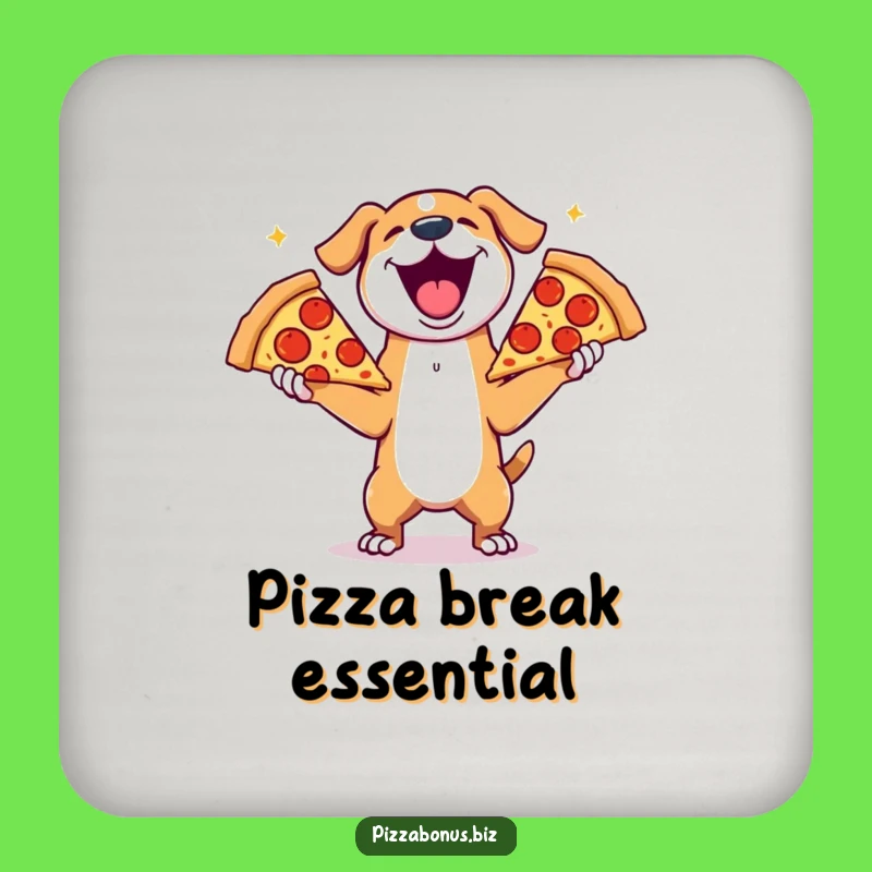 Funny Dog Pizza Juggling Drink Coaster, Humorous Protection for Your Surfaces