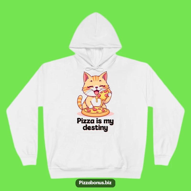 Funny Cat Pizza Devouring Hoodie, Cozy and Hilarious Sweater for Cat Fans