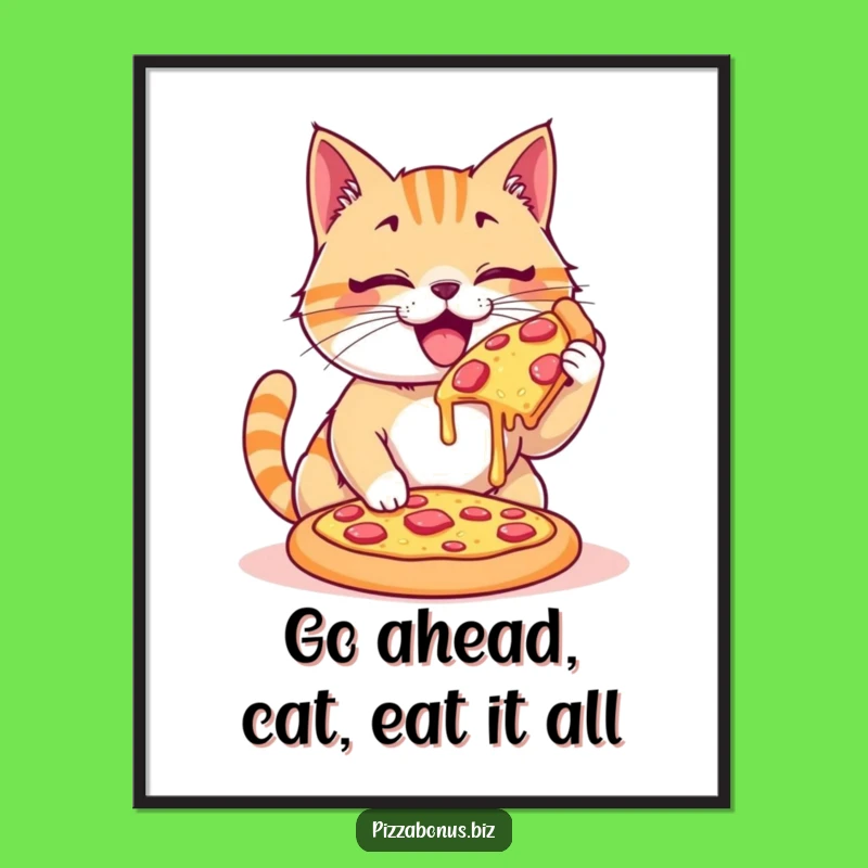 Free Printable Cat Pizza Devour Wall Art - Funny Downloadable Decor!