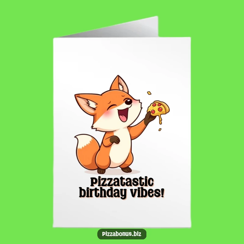Giggling Fox Pizza Toss Free Printable Birthday Card - Funny Downloadable Gift