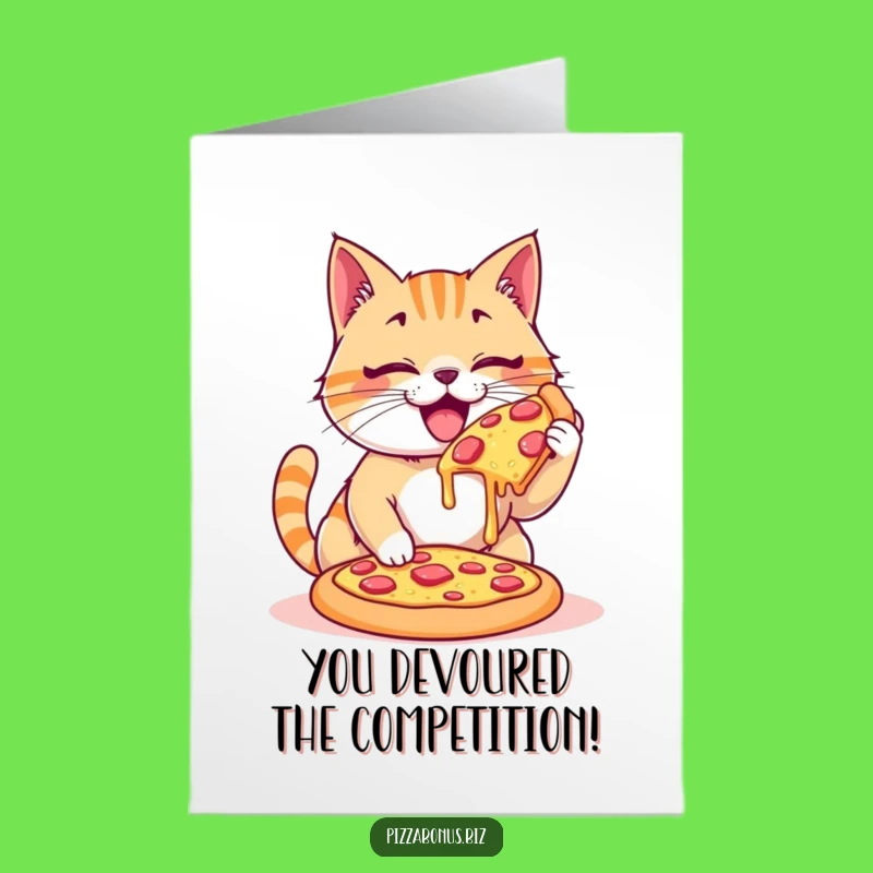 Free Printable Cat Pizza Congrats Card - Funny Downloadable Celebration Gift