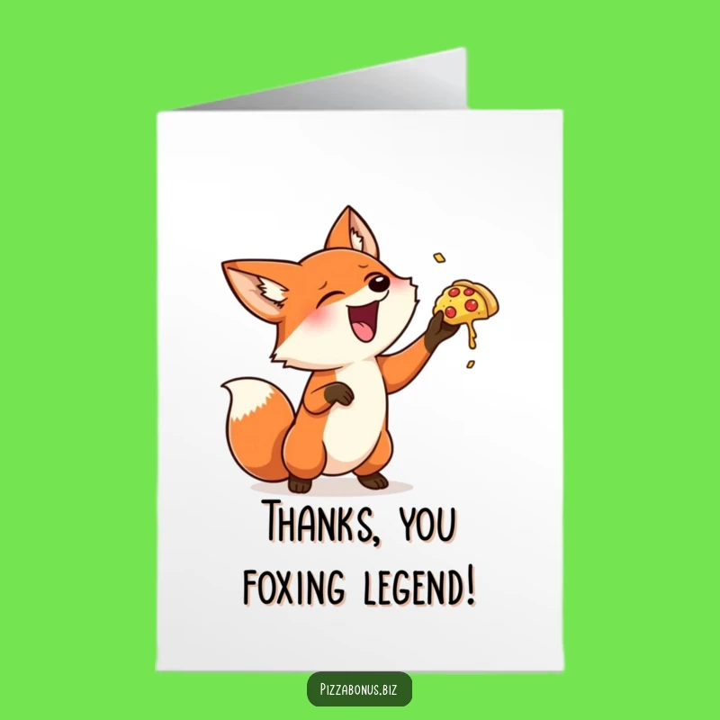 Fox Pizza Toss Free Printable Thank You Card - Funny Downloadable Gratitude