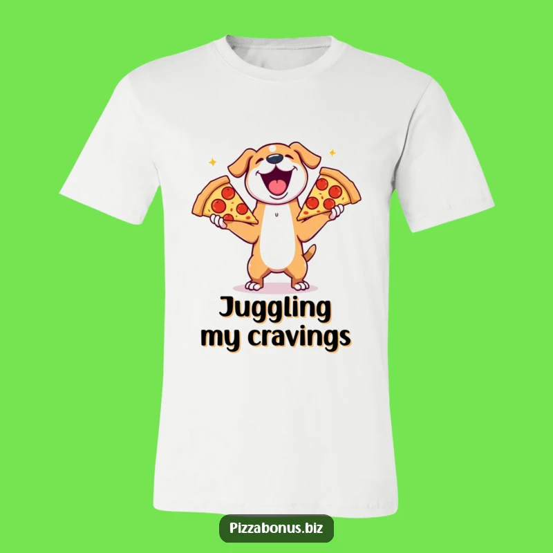Funny Dog Pizza Juggling T-Shirt, Hilarious Graphic Tee for Pups and Slices